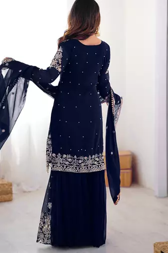 Georgette sharara set intricate embroidery work
