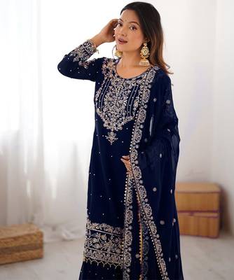 Georgette sharara set intricate embroidery work 6
