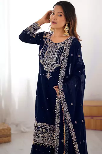 Georgette sharara set intricate embroidery work