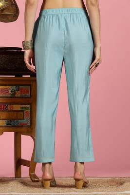 Aqua-blue silk embroidered Co-ord set  2