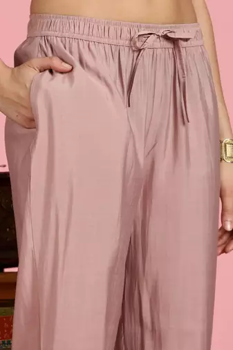 Mauve silk embroidered Co-ord set 
