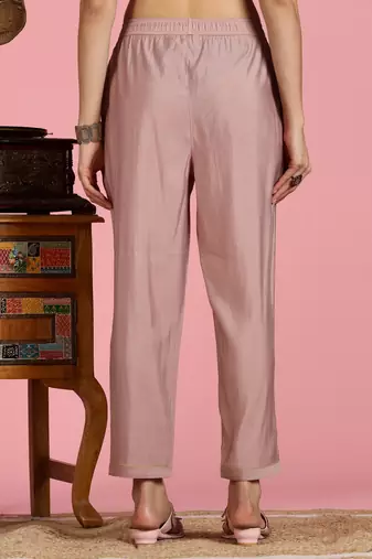 Mauve silk embroidered Co-ord set 