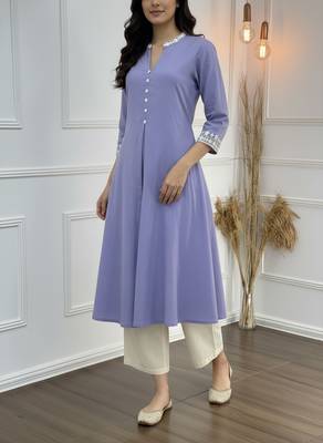 Purple cotton embroidered Kurta Set 5