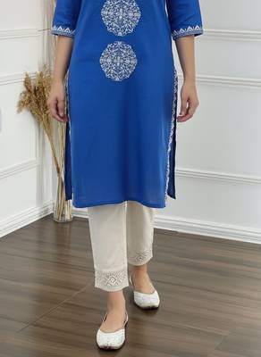 Blue cotton embroidered Kurta Set 4