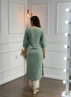 Green cotton embroidered Co-ord set  2