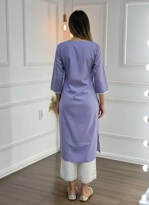 Purple cotton embroidered Kurta Set 3