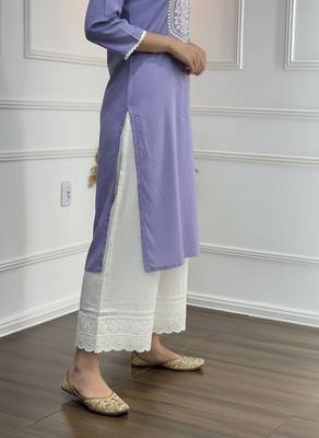 Purple cotton embroidered Kurta Set 4