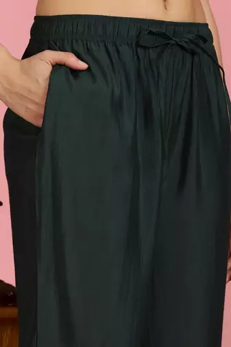 Green silk embroidered Co-ord set 