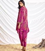 Pink cotton embroidered Co-ord set 