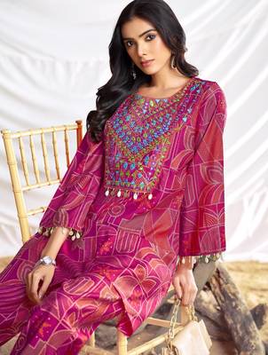 Pink cotton embroidered Co-ord set  2