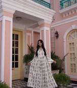 Off-white cotton embroidered Kurti