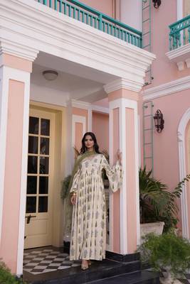 Yellow cotton embroidered Kurti 1
