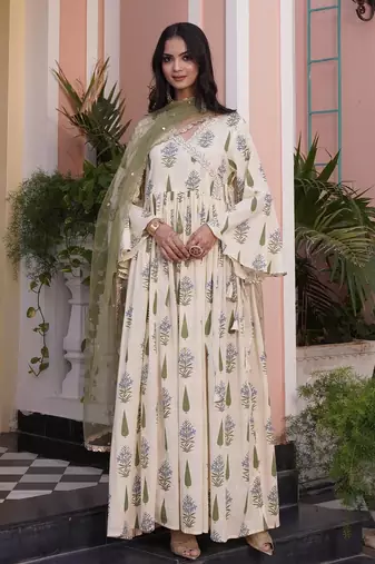 Yellow cotton embroidered Kurti