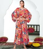 Pink chanderi embroidered Co-ord set 