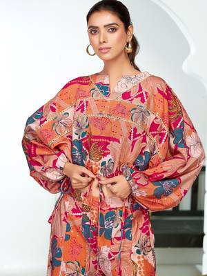 Pink chanderi embroidered Co-ord set  4