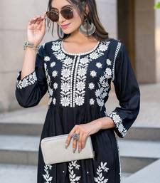 Black rayon embroidered Kurti