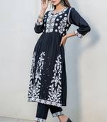 Black rayon embroidered Kurti