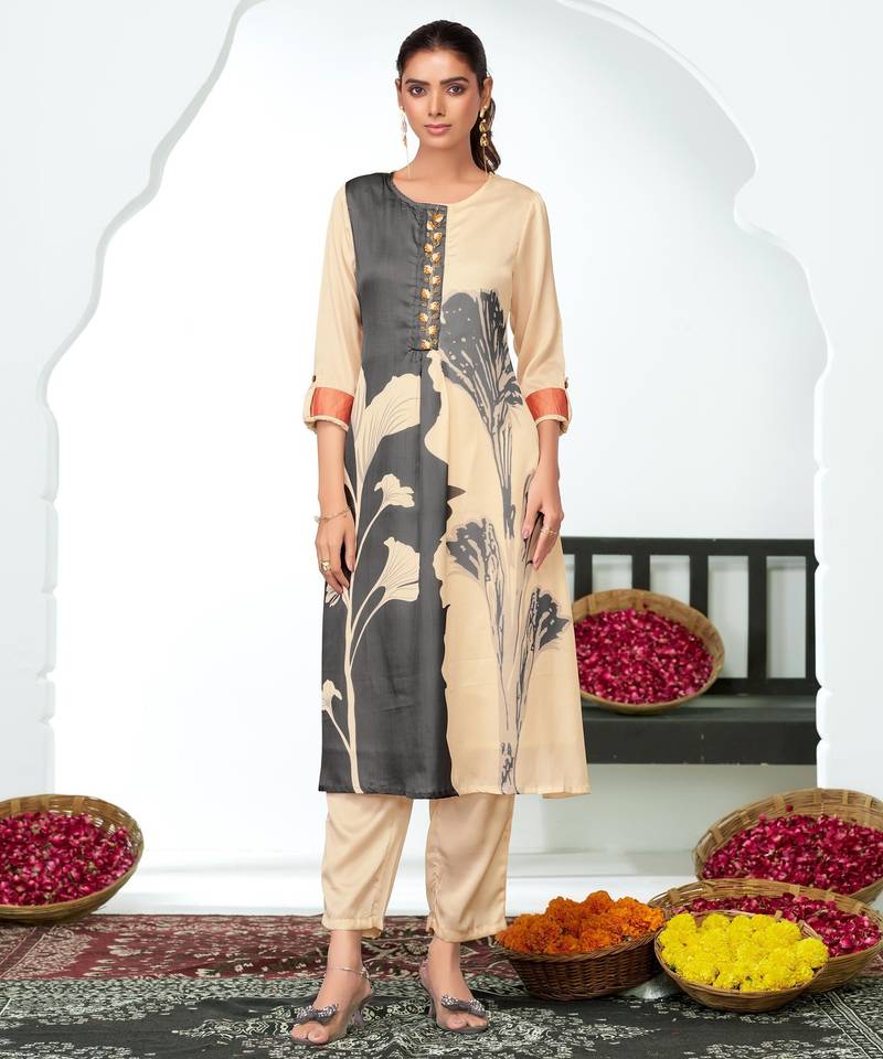 Black silk embroidered Co-ord set 