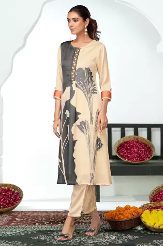Black silk embroidered Co-ord set 