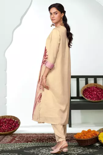 Brown silk embroidered Co-ord set 