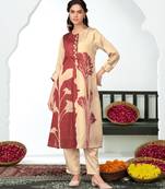 Brown silk embroidered Co-ord set 