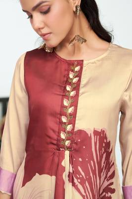 Brown silk embroidered Co-ord set  4