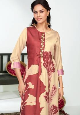 Brown silk embroidered Co-ord set  5