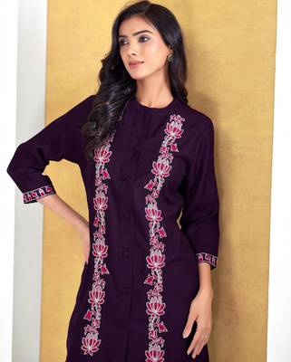 Purple cotton embroidered Co-ord set  4