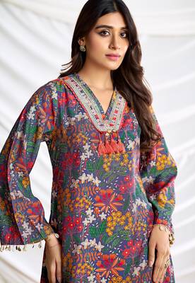 Blue cotton embroidered Co-ord set  3