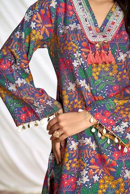 Blue cotton embroidered Co-ord set  4