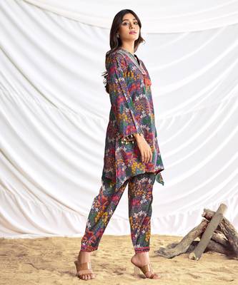 Blue cotton embroidered Co-ord set  5