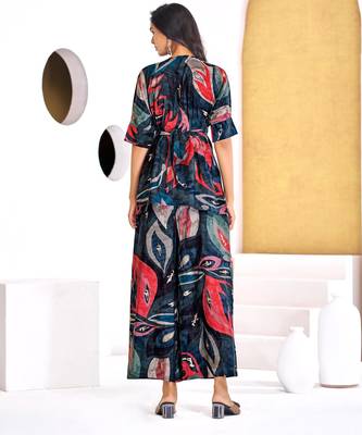 Blue chanderi silk embroidered Co-ord set  2
