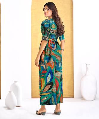 Green chanderi silk embroidered Co-ord set  2