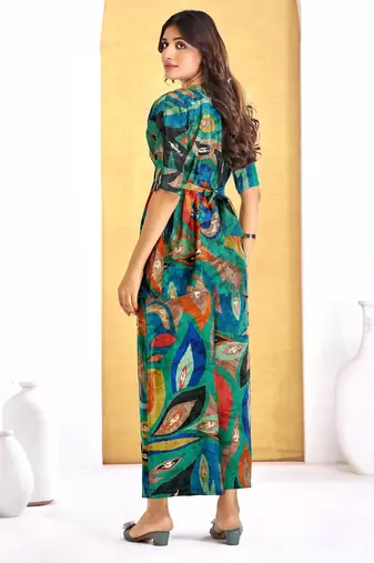 Green chanderi silk embroidered Co-ord set 