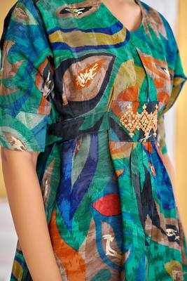 Green chanderi silk embroidered Co-ord set  4