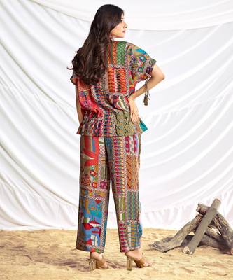 Brown cotton embroidered Co-ord set  2