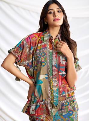 Brown cotton embroidered Co-ord set  3