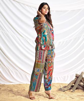 Brown cotton embroidered Co-ord set  5