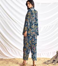 Teal cotton embroidered Co-ord set 