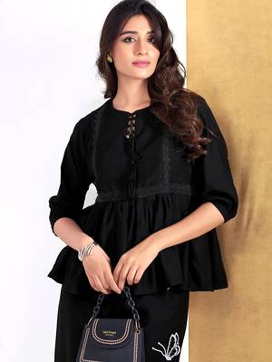 Black silk embroidered Co-ord set  3
