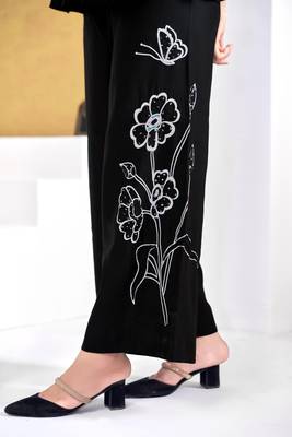 Black silk embroidered Co-ord set  4