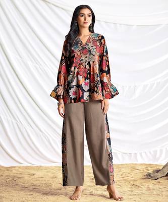 Black cotton embroidered Co-ord set  1