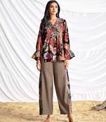 Black cotton embroidered Co-ord set 