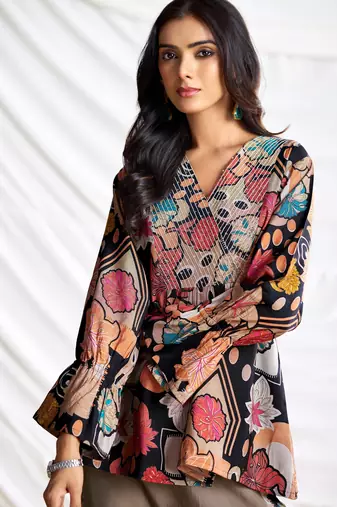Black cotton embroidered Co-ord set 