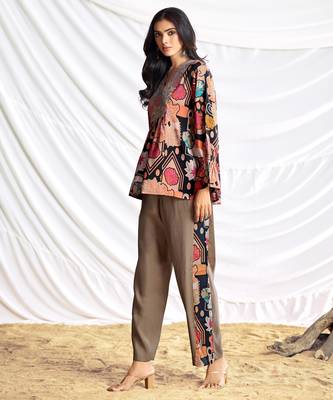 Black cotton embroidered Co-ord set  5
