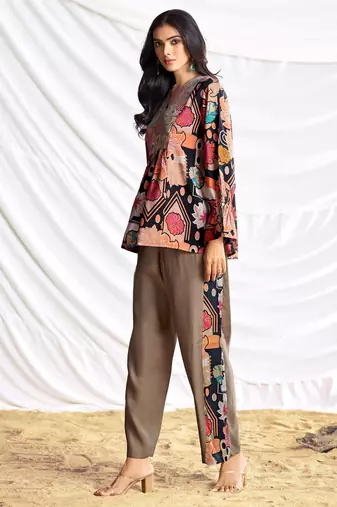 Black cotton embroidered Co-ord set 