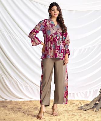 Red cotton embroidered Co-ord set  1