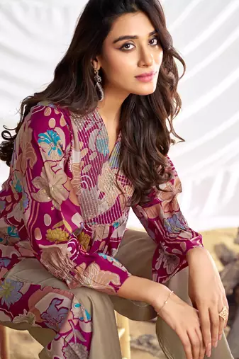 Red cotton embroidered Co-ord set 