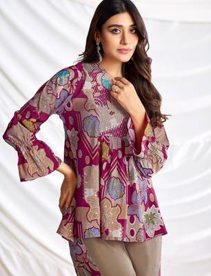 Red cotton embroidered Co-ord set  4
