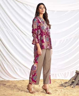 Red cotton embroidered Co-ord set  5